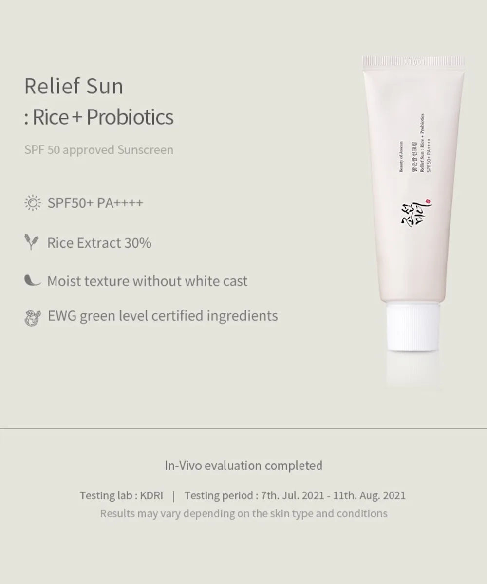 Beauty of Joseon Relief Sun: Rice+Probiotics (SPF 50+PA ++++) 50 ML